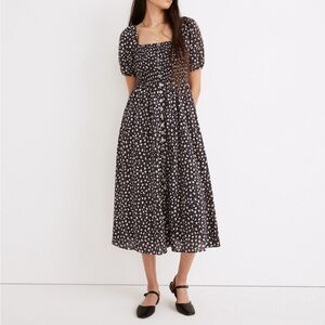 Madewell smocked puff sleeve midi dress - M